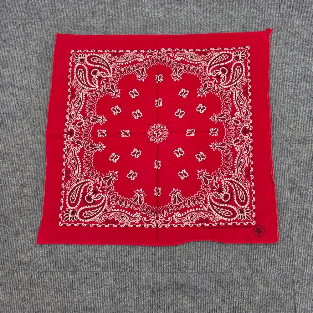 Vintage Wamcraft Red Paisley Bandana 100% Cotton Made in USA RN 14193 Selvedge